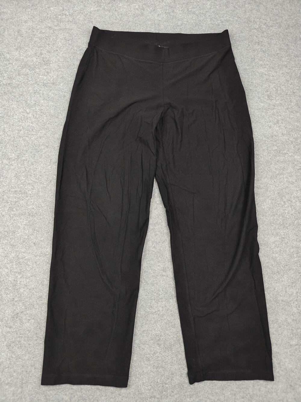 Eileen Fisher Pants Womens L Black Jersey Relaxed Pull On Stretch Dress Career